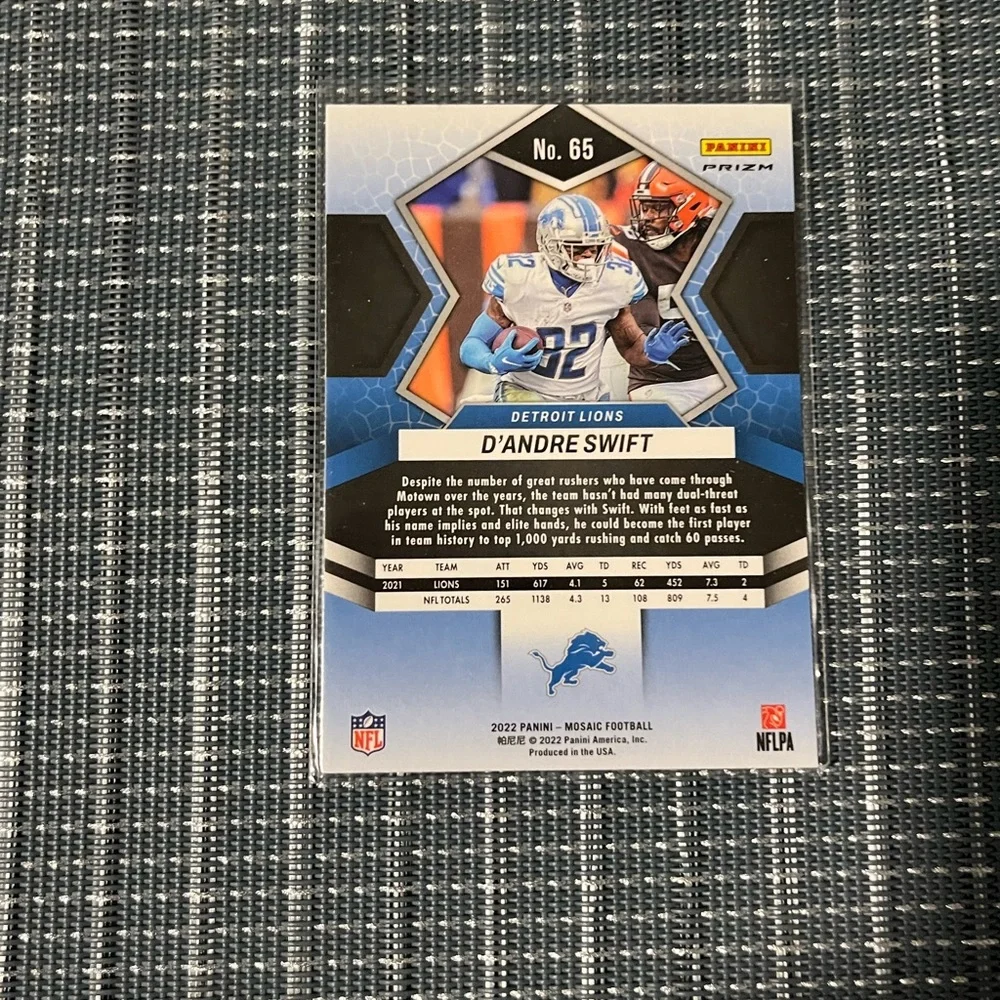 🌸 2022 D'Andre Swift Detroit Lions Mosaic Football Mosaic Parallel Card #65